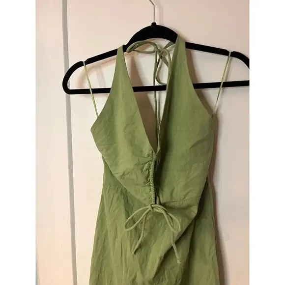 NWT Abercrombie & Fitch Green V-Neckline Midi Dress Size Small - Picture 5 of 8